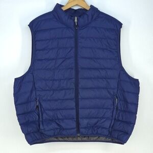 Hawke & Co Packable Down Puffer Vest Mens XXL Blue Full Zip Cozycore Lightweight